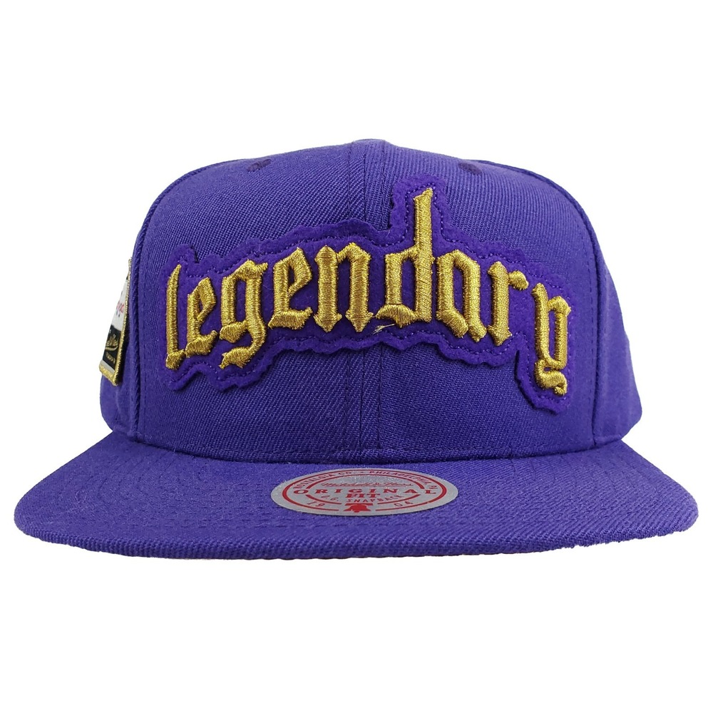 Fred Segal Mitchell & Ness Snapback Hat Cap 3D Logo Woven Label Purple NWT